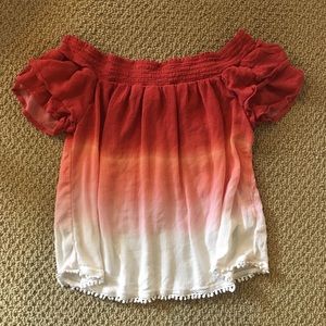 Orange and white ombré off the shoulder top